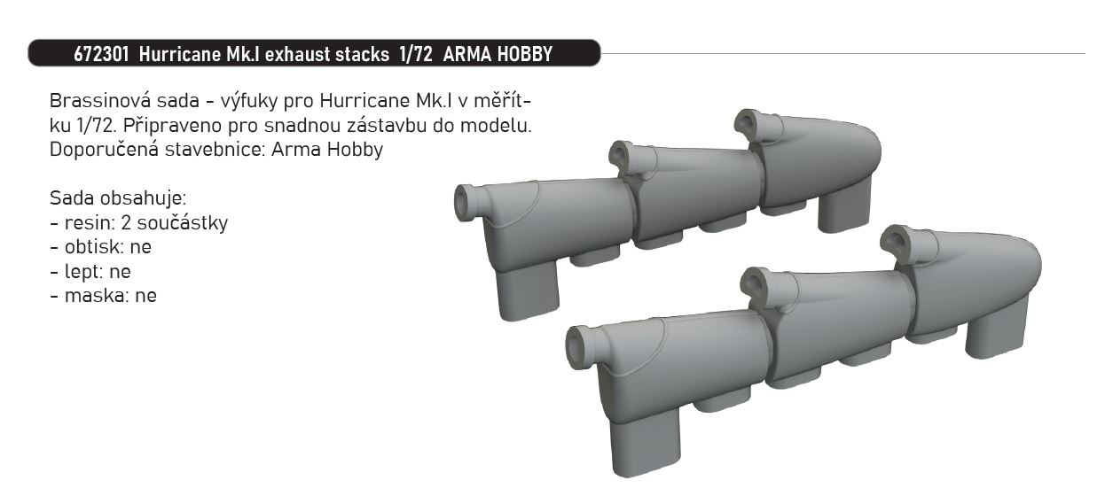 1/72 Hurricane Mk.I exhaust stacks (ARMA HOBBY)