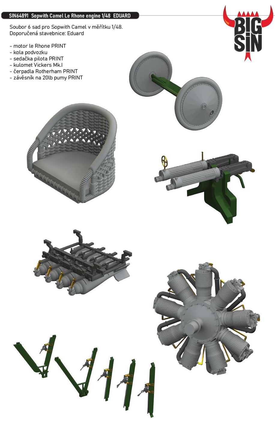 1/48 Sopwith Camel Le Rhone engine (EDUARD)