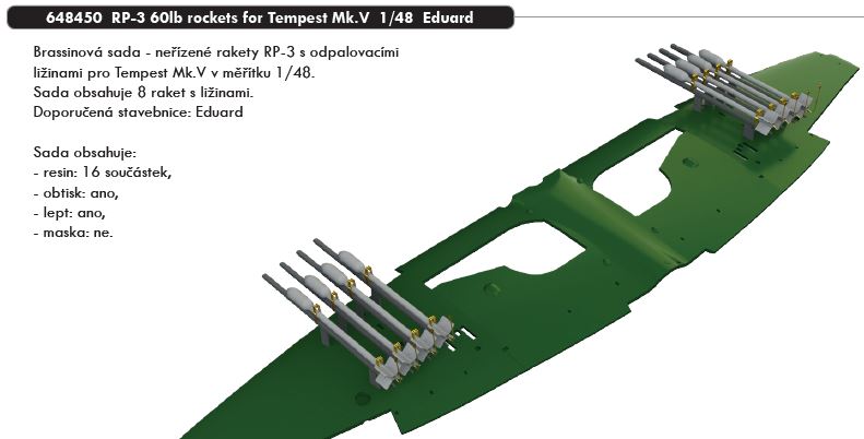 1/48 RP-3 60lb rockets for Tempest Mk.V (EDUARD)