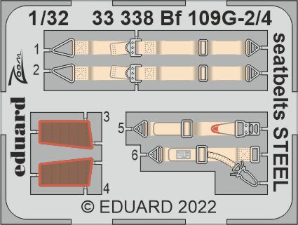 1/32 Bf 109G-2/4 seatbelts STEEL (REVELL)