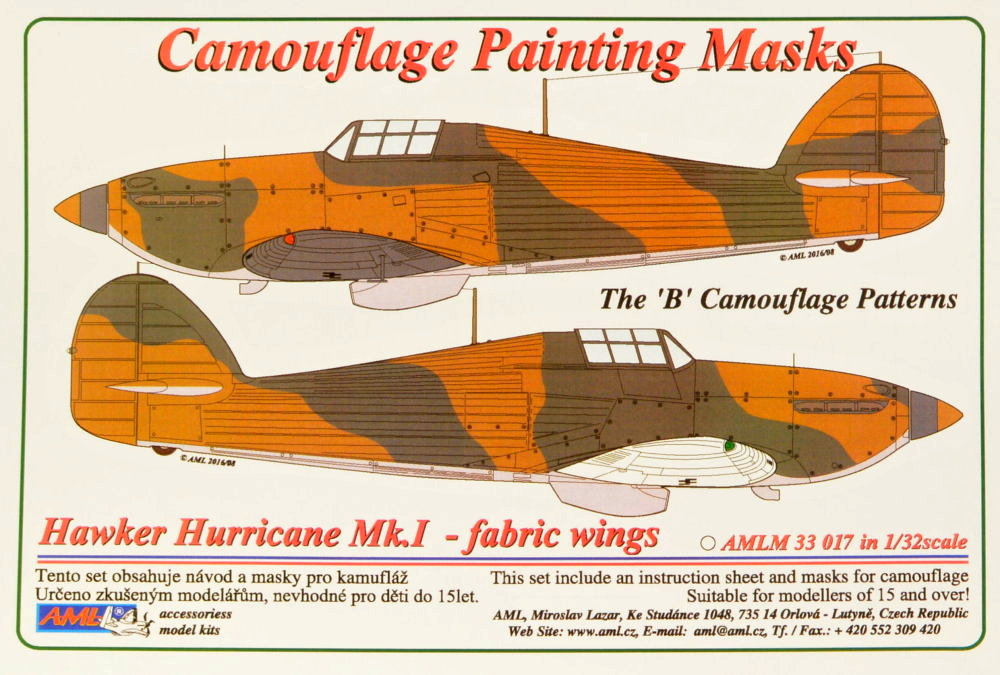 1/32 Camouflage masks Hawker Hurricane Mk.I 'B'