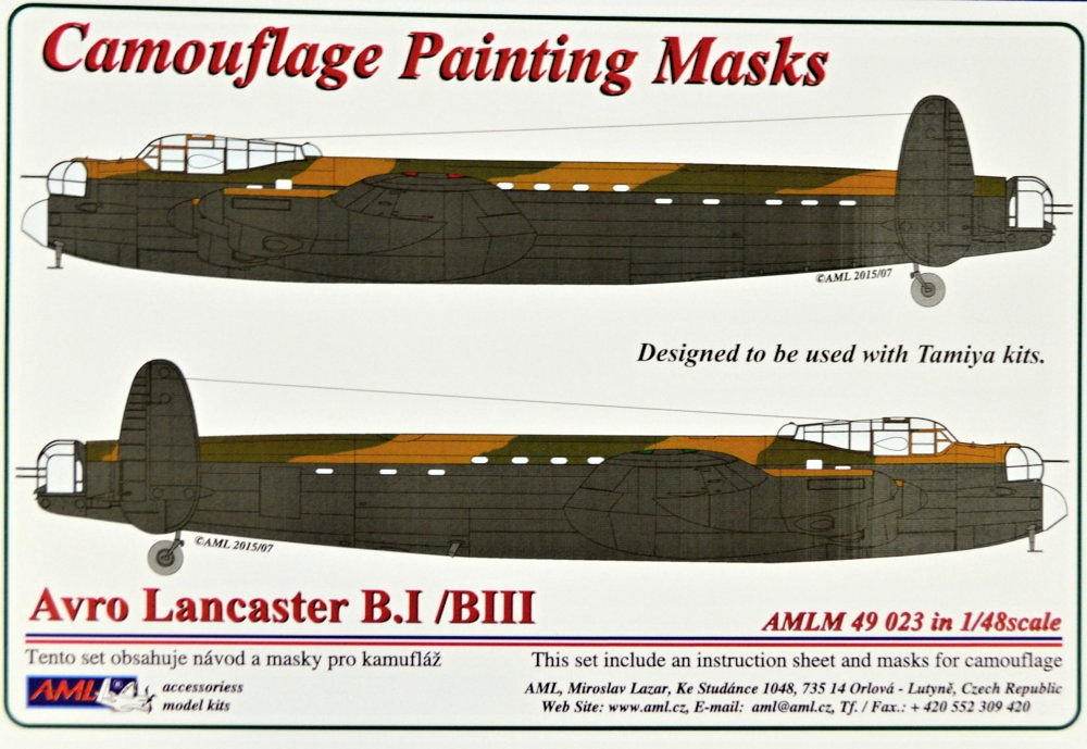 1/48 Camouflage masks Avro Lancaster B.I/B.III