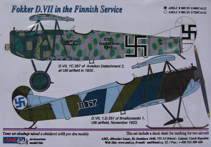 1/48 Decals Fokker D.VII in the Finnish service