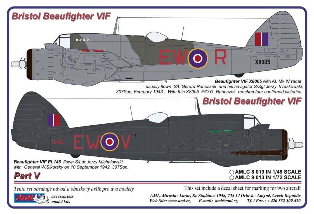 1/72 Decals Bristol Beaufighter IF&VIF Part V.