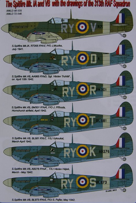 1/72 Decals Spitfire Mk.IA & VB (313th RAF Sqdr.)