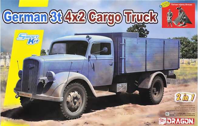 Model Kit military 6974 - GERMAN 3t 4X2 CARGO TRUCK (2 IN 1) (1:35)