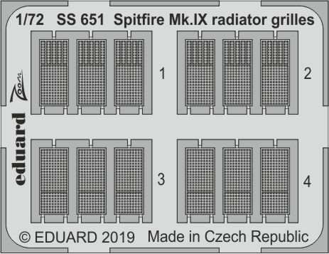 Fotografie 1/72 Spitfire Mk.IX radiator grilles (EDUARD)