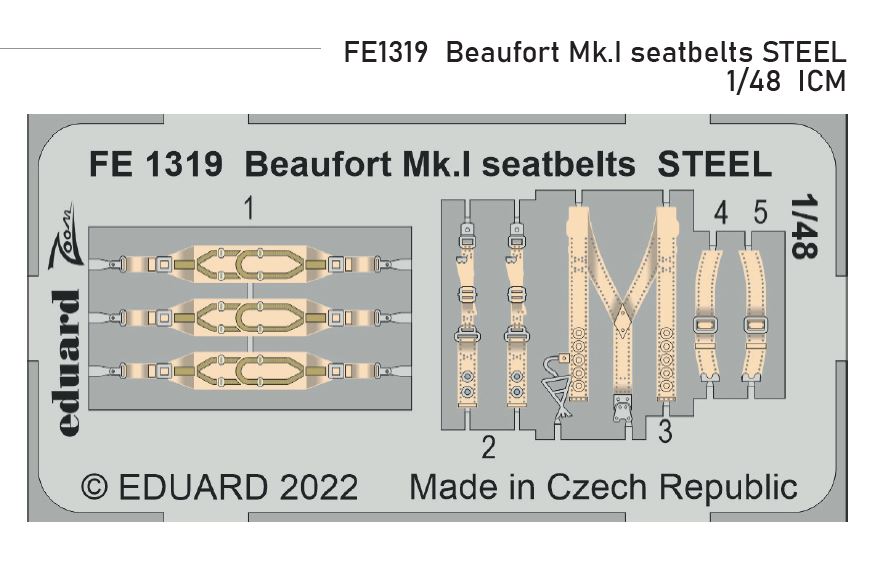 1/48 Beaufort Mk.I seatbelts STEEL (ICM)