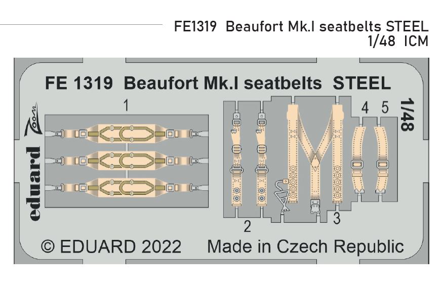 Fotografie 1/48 Beaufort Mk.I seatbelts STEEL (ICM)