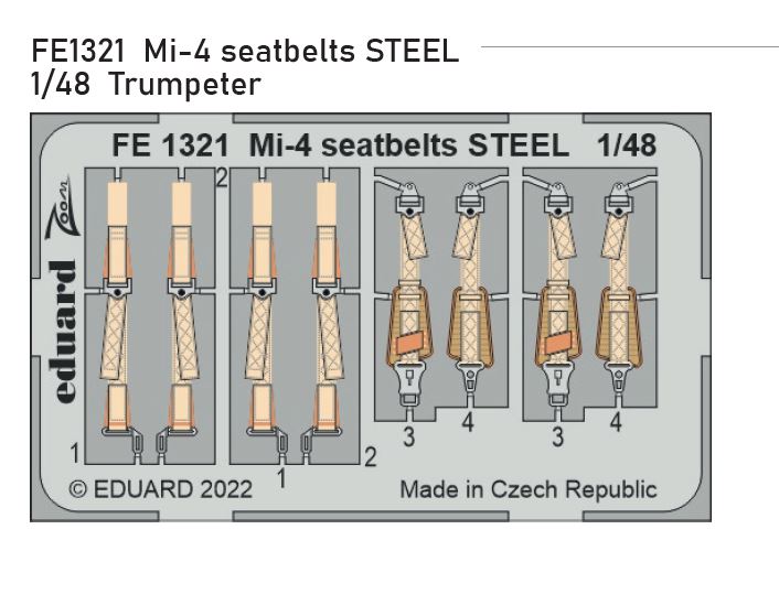 1/48 Mi-4 seatbelts STEEL (TRUMPETER)