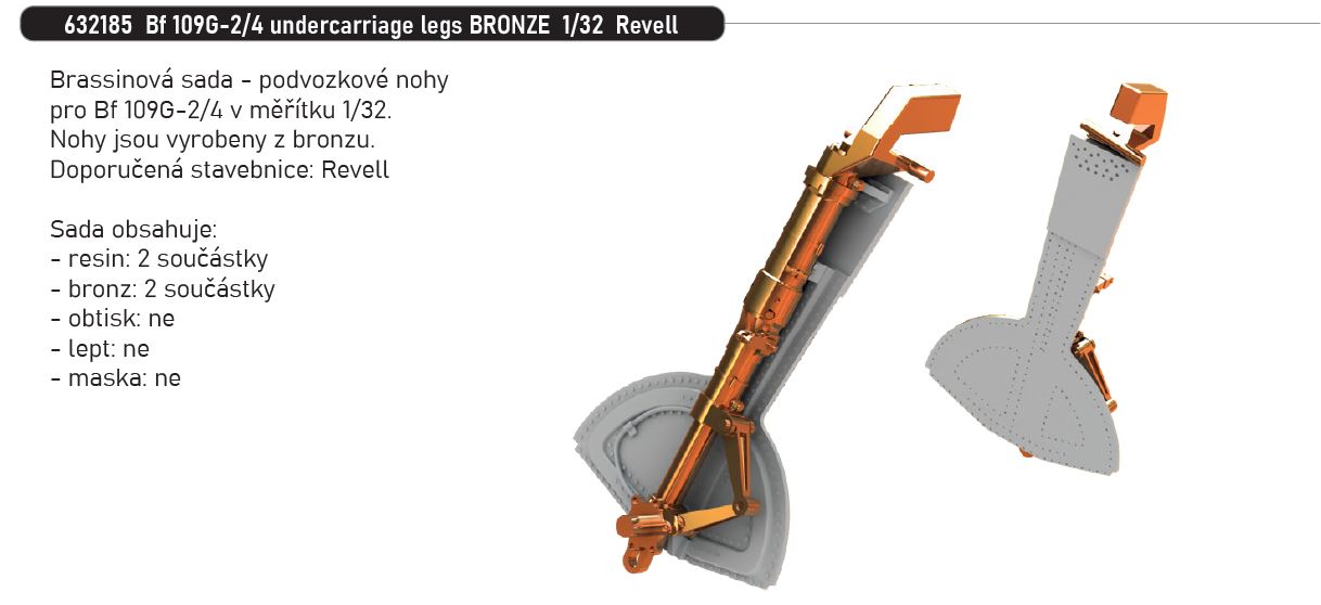 1/32 Bf 109G-2/4 undercarriage legs BRONZE (REVELL)