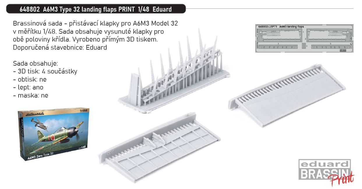 1/48 A6M3 Type 32 landing flaps PRINT (EDUARD)