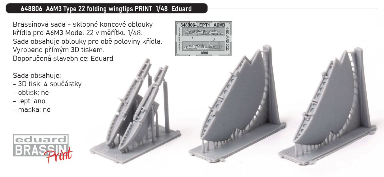 1/48 A6M3 Type 22 folding wingtips PRINT (EDUARD)