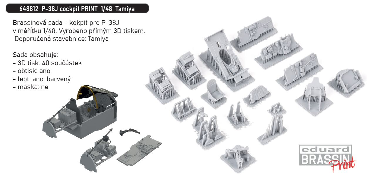 Fotografie 1/48 P-38J cockpit PRINT (TAMIYA)