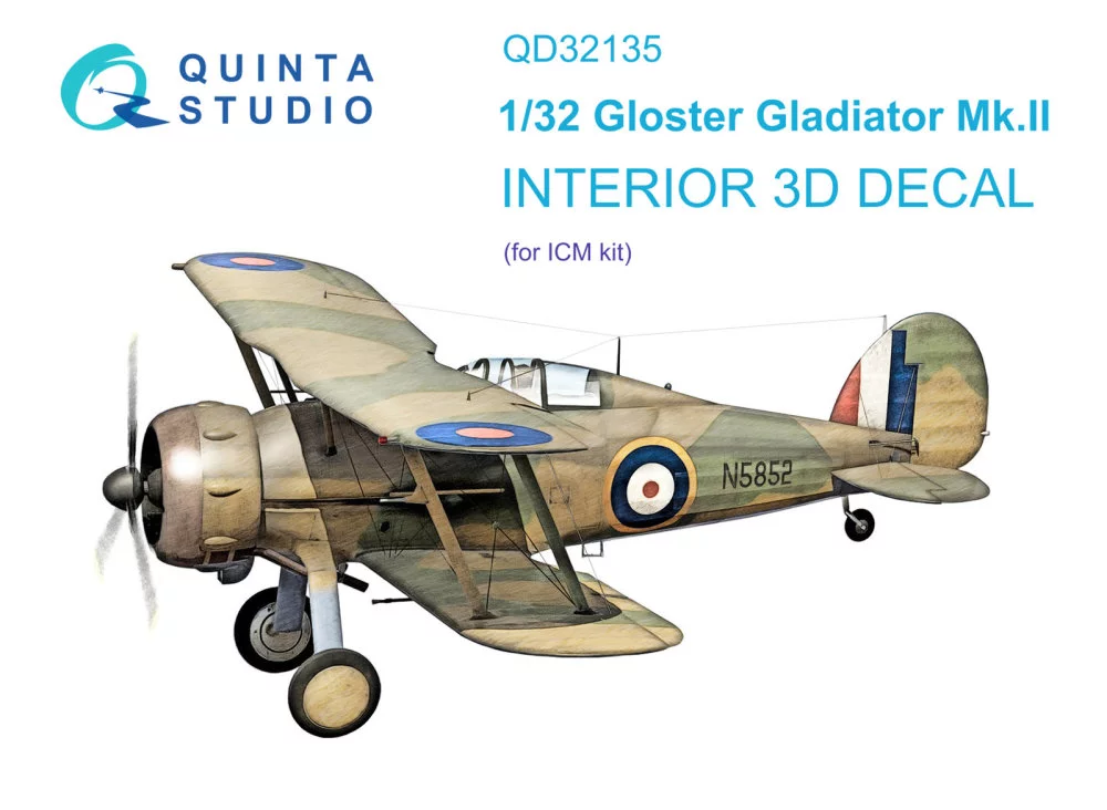 1/32 Gloster Gladiator Mk II 3D-Printed & col.Int.