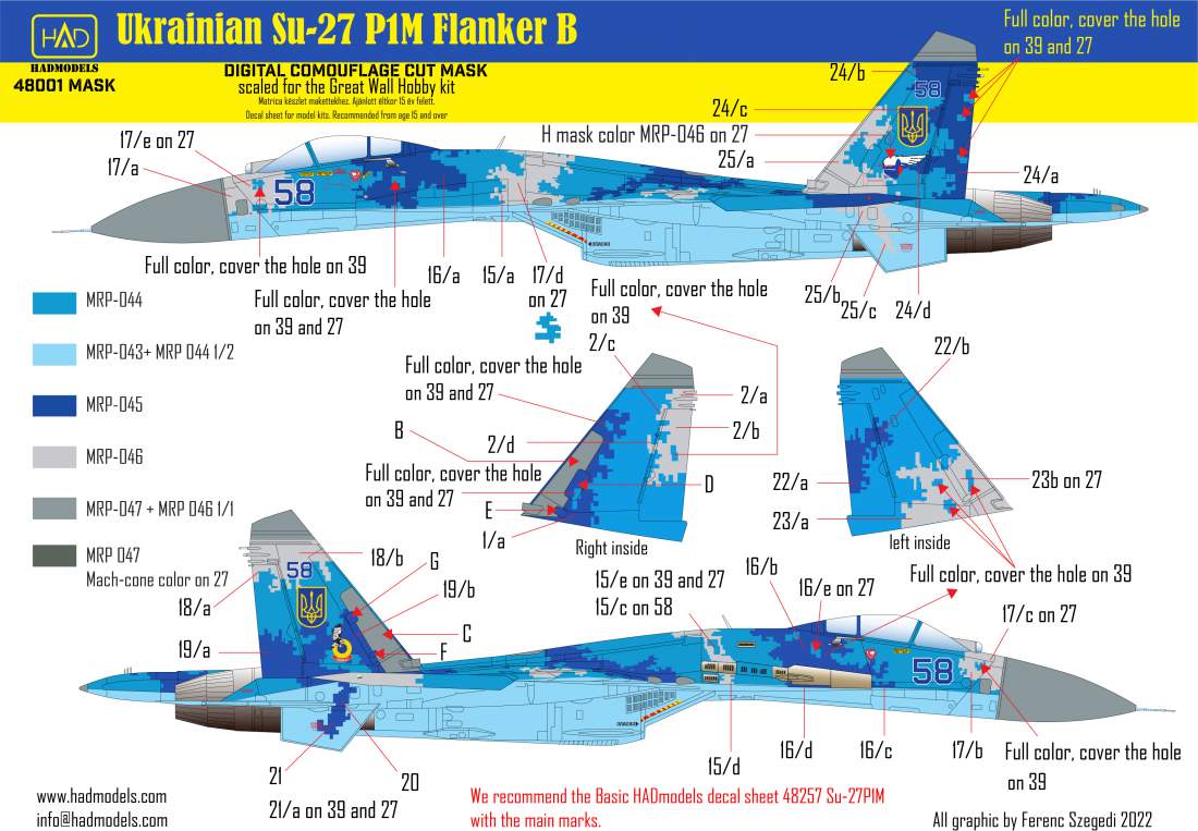 1/48 Su-27 Flanker B Ukrainian digit camouflage PAINTING MASK