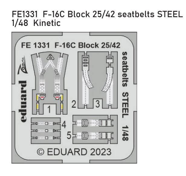 1/48 F-16C Block 25/42 seatbelts STEEL (KINETIC)