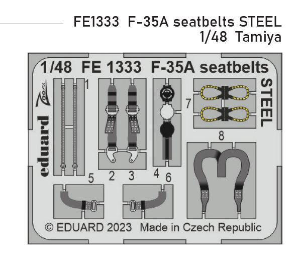 Fotografie 1/48 F-35A seatbelts STEEL (TAMIYA)