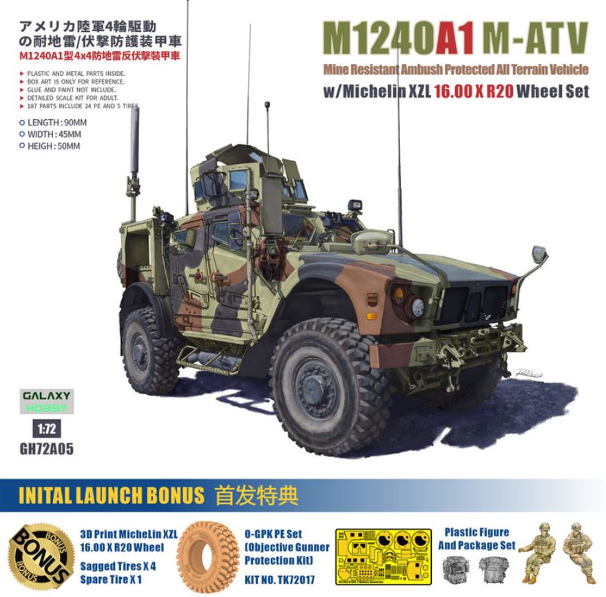 1/72 M1240A1 M-ATV w Michelin XZL 16.00 X R20 Wheel Set