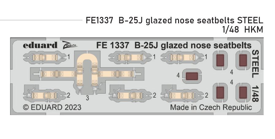 1/48 B-25J glazed nose seatbelts STEEL (HKM)