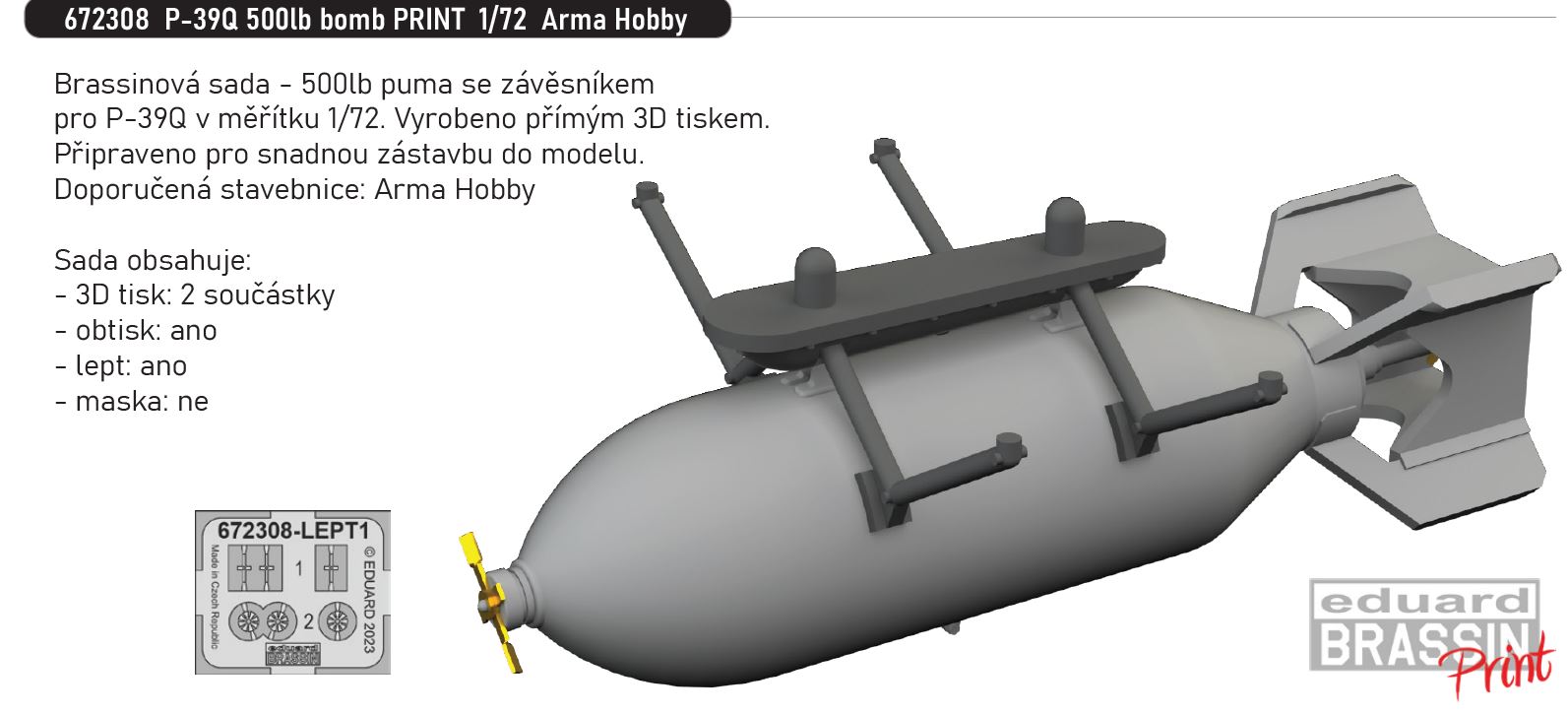 1/72 P-39Q 500lb bomb PRINT (ARMA HOBBY)