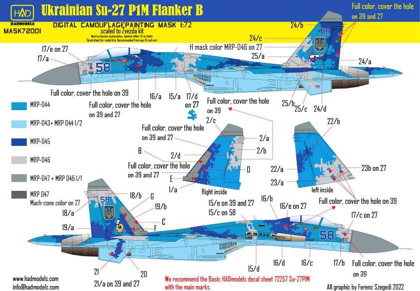 1/72 Mask Su-27 P1M Flanker B Digitial Camouflage