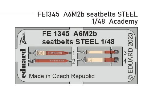 1/48 A6M2b seatbelts STEEL (ACADEMY)