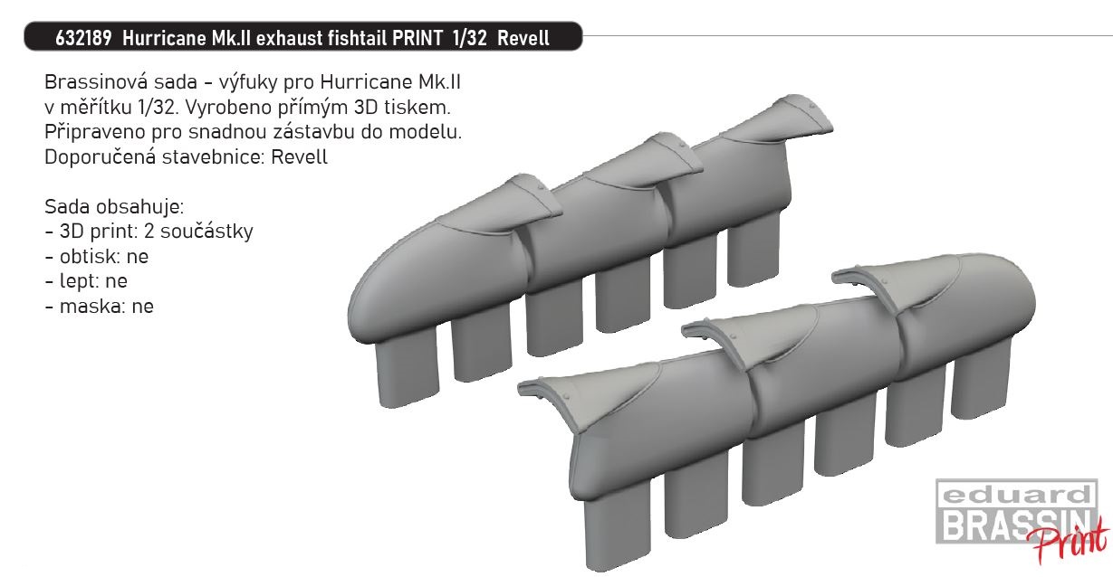 Fotografie 1/32 Hurricane Mk.II exhaust fishtail PRINT (REVELL)