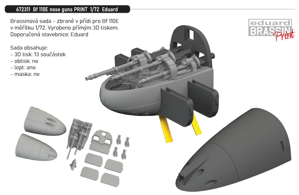 1/72 Bf 110E nose guns PRINT (EDUARD)