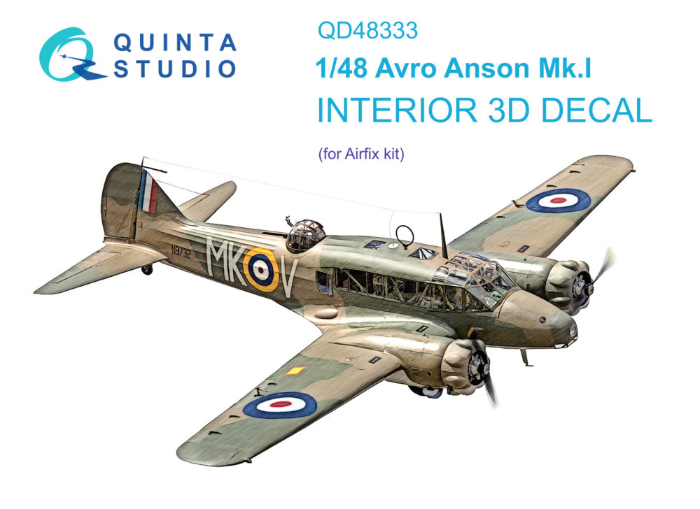 1/48 Avro Anson Mk.I 3D-Printed&col.Interior (AIR)