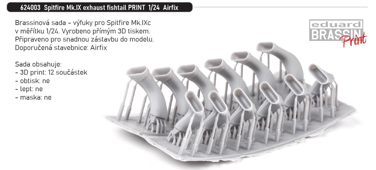 1/24 Spitfire Mk.IX exhaust fishtail PRINT (AIRFIX)