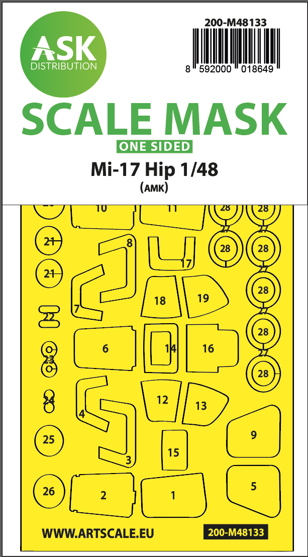 Fotografie 1/48 Mil Mi-17Hip one-sided express mask for AMK