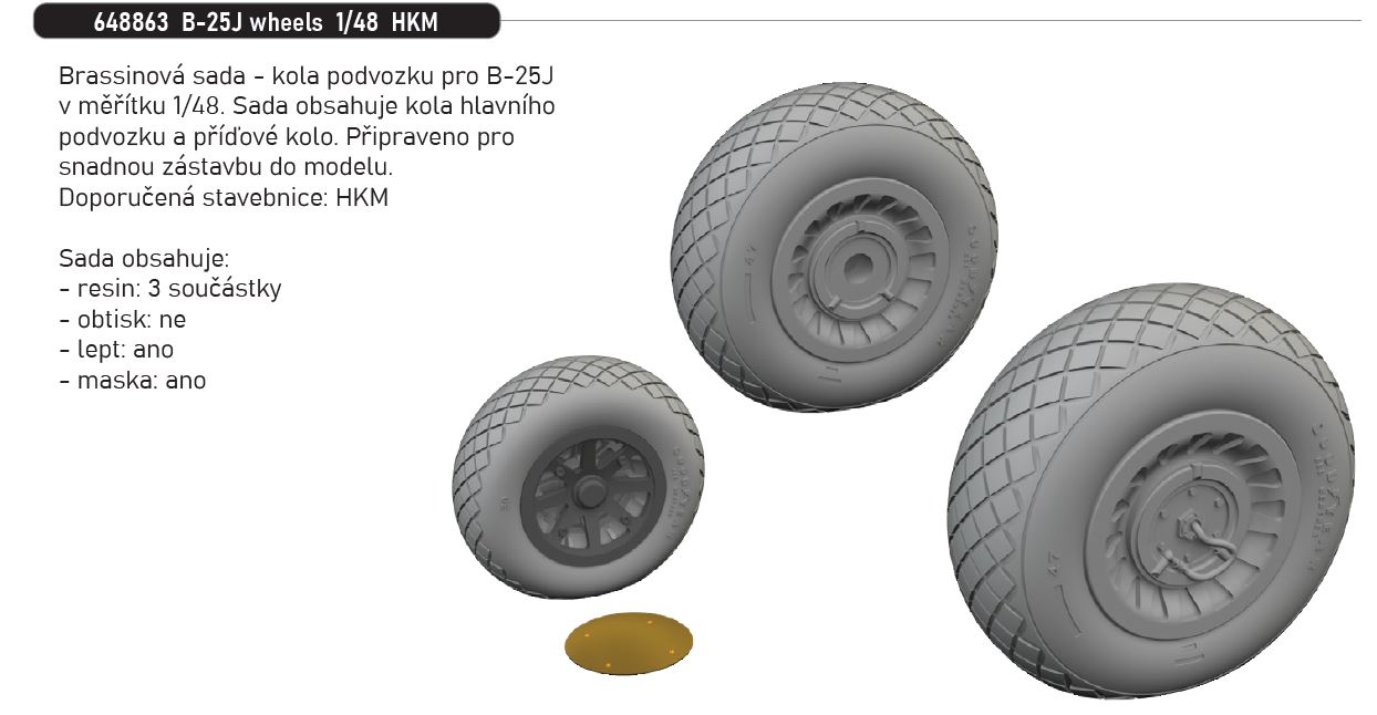 Fotografie 1/48 B-25J wheels (HKM)