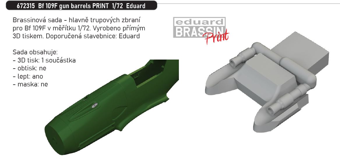1/72 Bf 109F gun barrels PRINT (EDUARD)
