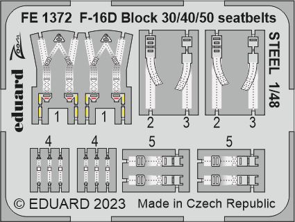 1/48 F-16D Block 30/40/50 seatbelts STEEL (KINETIC)