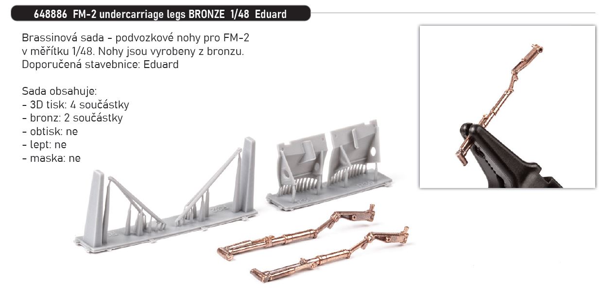 Fotografie 1/48 FM-2 undercarriage legs BRONZE (EDUARD)