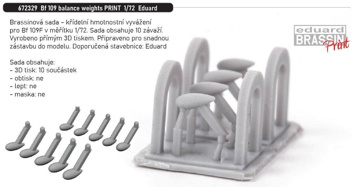 1/72 Bf 109 balance weights PRINT (EDUARD)