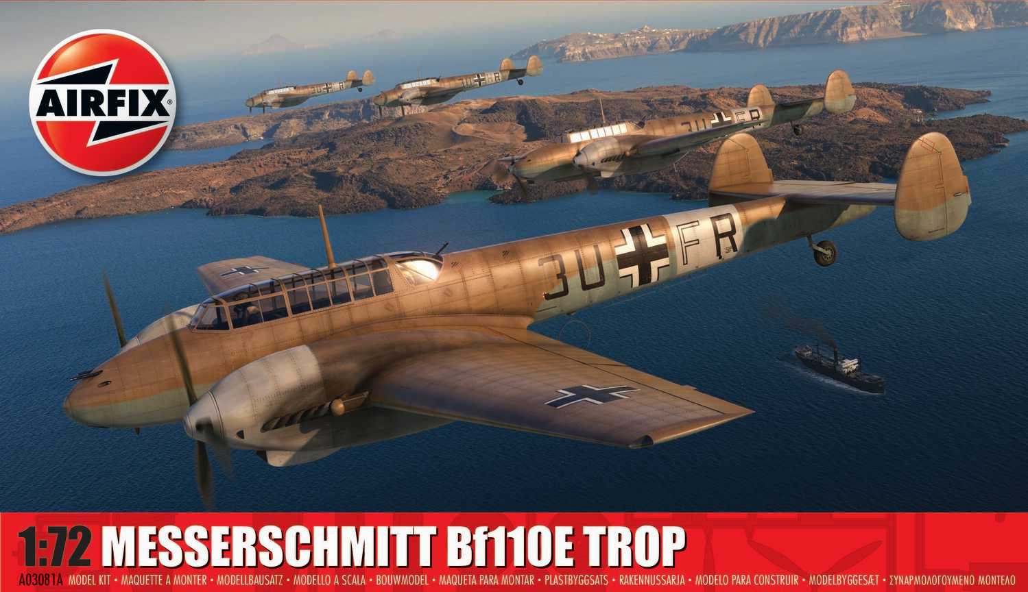 Fotografie Classic Kit letadlo A03081A - Messerschmitt Bf110E/E-2 TROP (1:72)