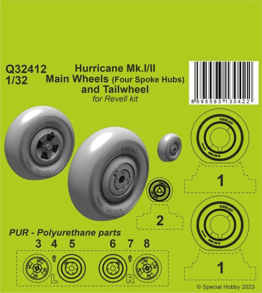 1/32 Hurricane Mk.I/II Main Wheels(4-sp)&Tailwheel