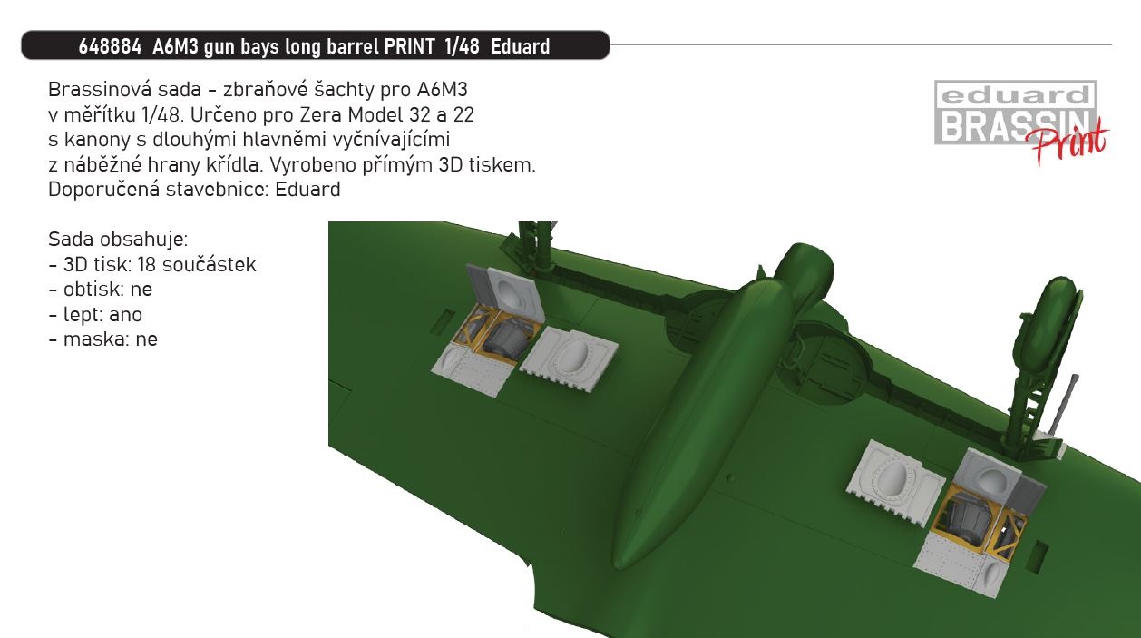 1/48 A6M3 gun bays long barrel PRINT (EDUARD)