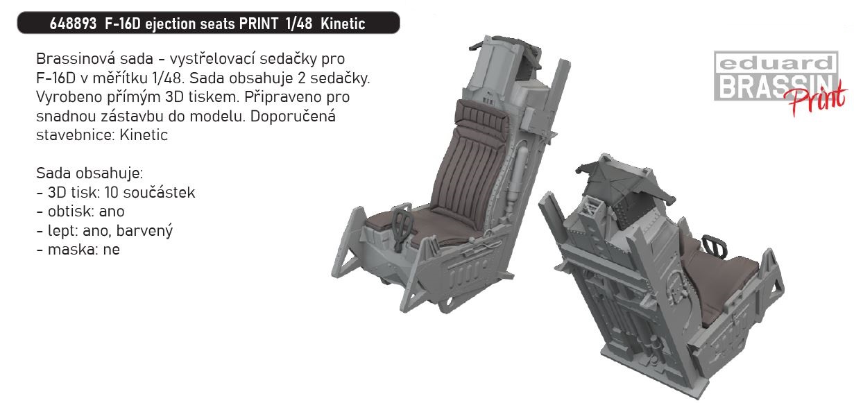Fotografie 1/48 F-16D ejection seats PRINT (KINETIC)