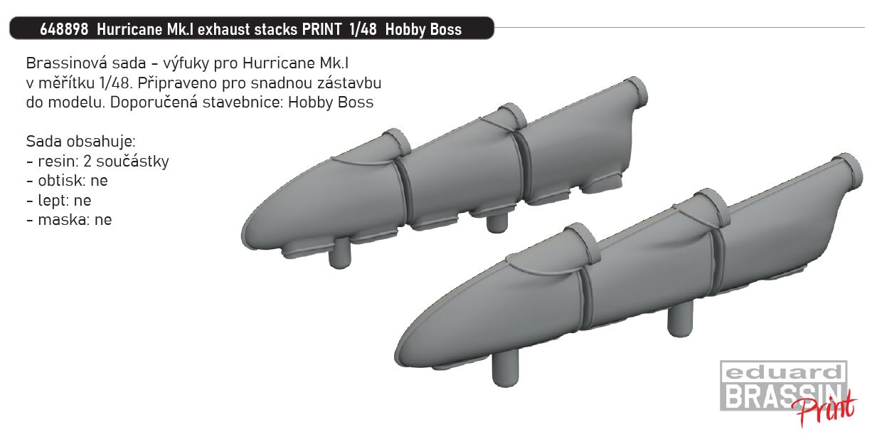 1/48 Hurricane Mk.I exhaust stacks PRINT (HOBBY BOSS)