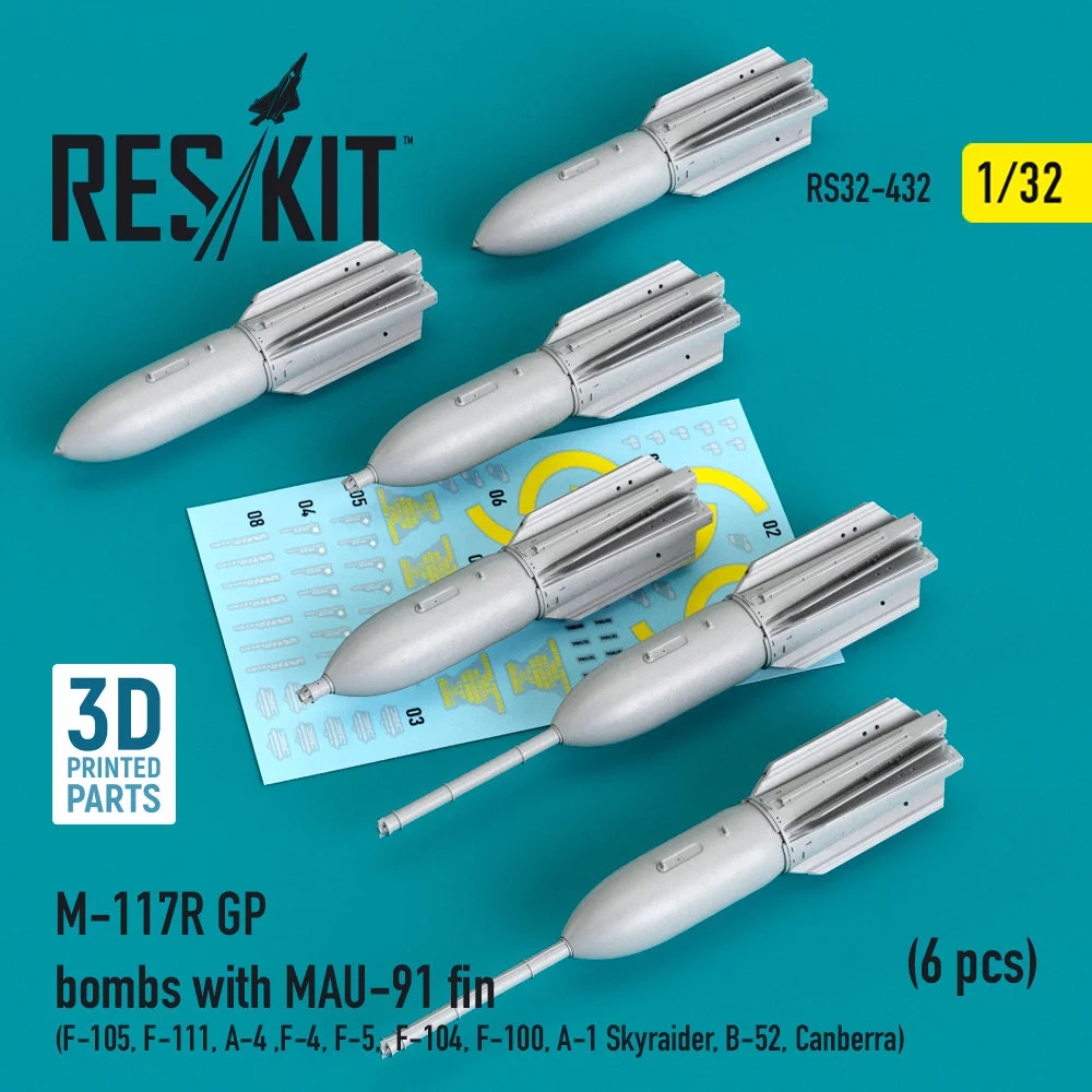 1/32 M-117R GP bombs w/ MAU-91 fin (6 pcs.)