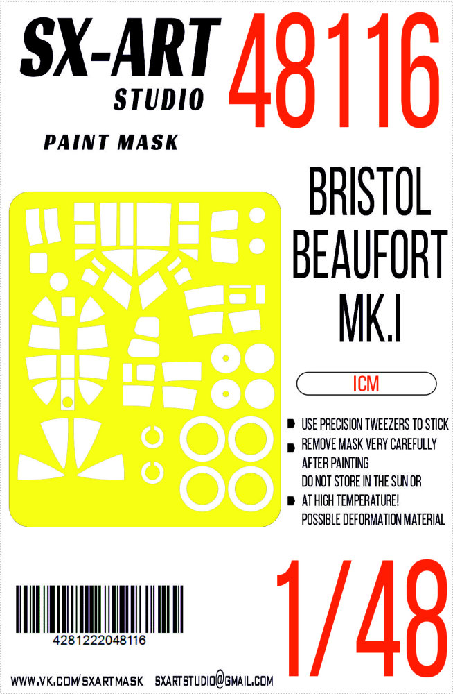1/48 Paint mask Bristol Beaufort Mk.I (ICM)