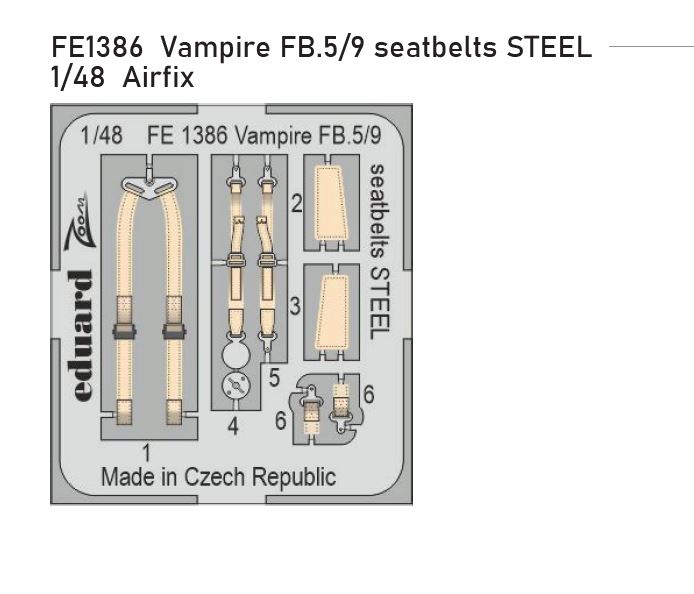 1/48 Vampire FB.5/9 seatbelts STEEL (AIRFIX)