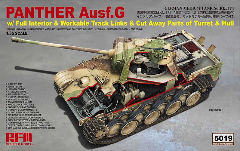 Panther Ausf.G w/ Full Interior & Workable Track Links & Cut Away Parts of Turret & Hull 1/35