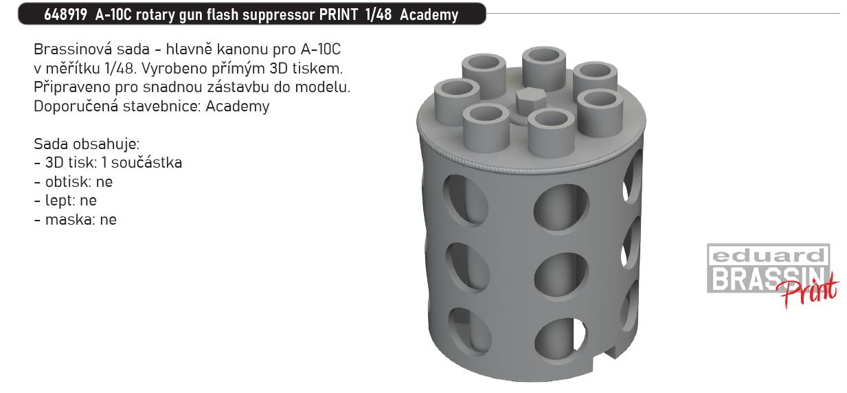 1/48 A-10C rotary gun flash suppressor PRINT (ACADEMY)