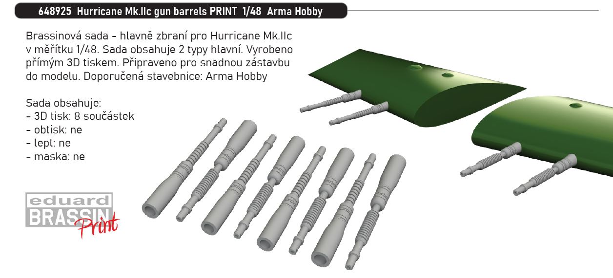 1/48 Hurricane Mk.IIc gun barrels PRINT (ARMA HOBBY)