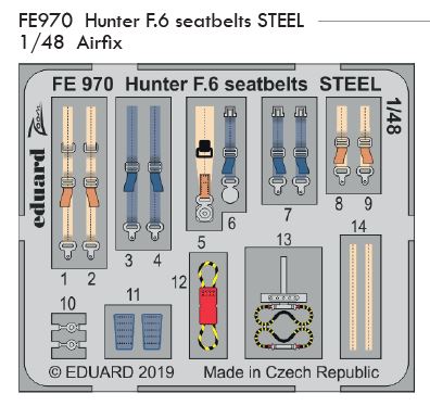 1/48 Hunter F.6 seatbelts STEEL (AIRFIX)