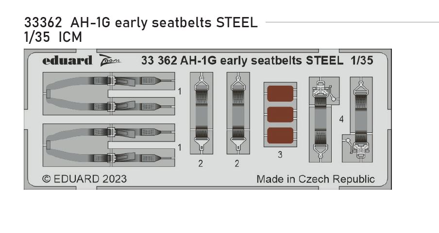 1/32 AH-1G early seatbelts STEEL (ICM)